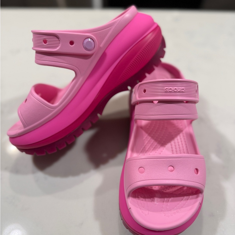 CROCS Pink Duo-Tone Platform Sandals